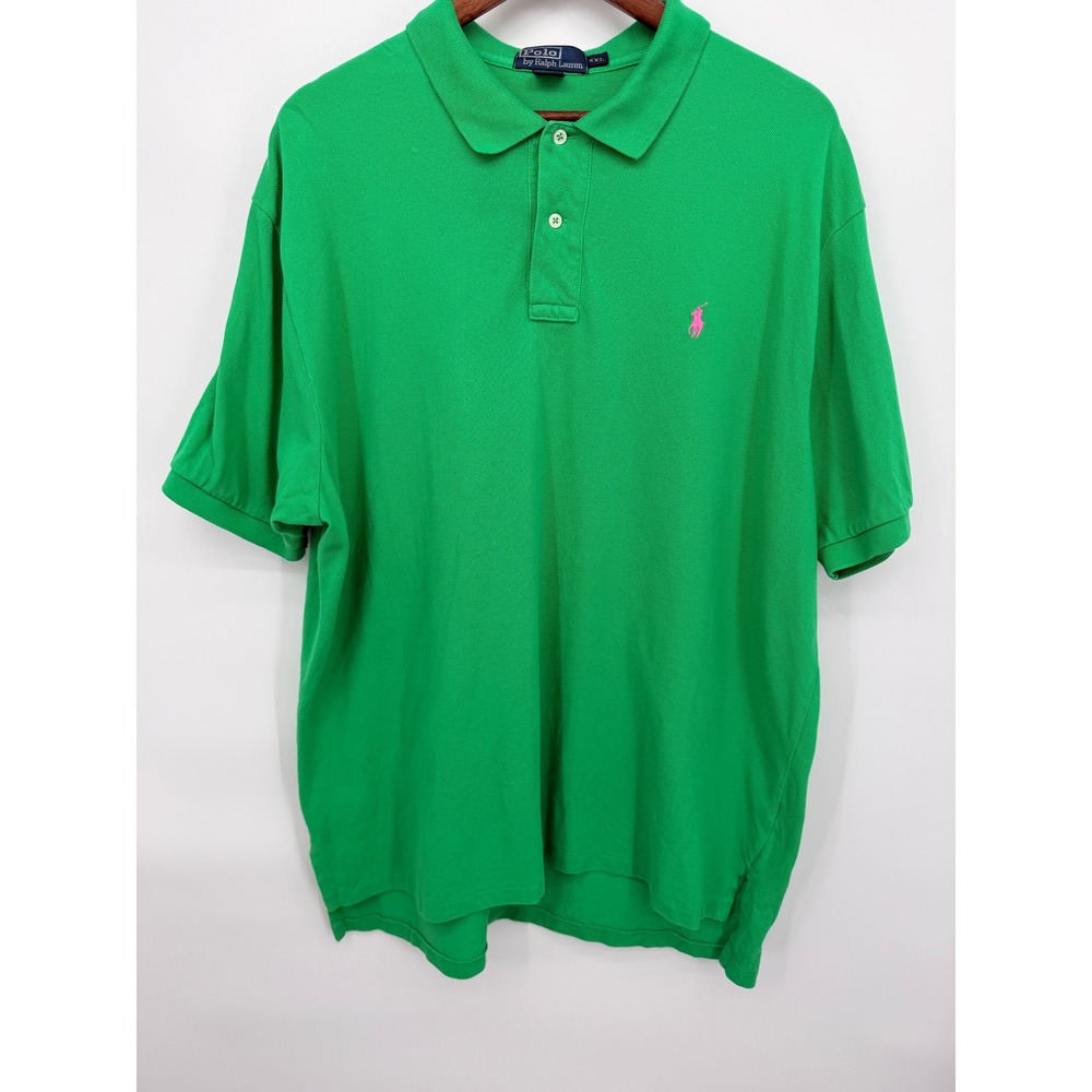 Polo Ralph Lauren Polo Shirt Mens XXL Green Good Classic Fit Pink Pony Pique
